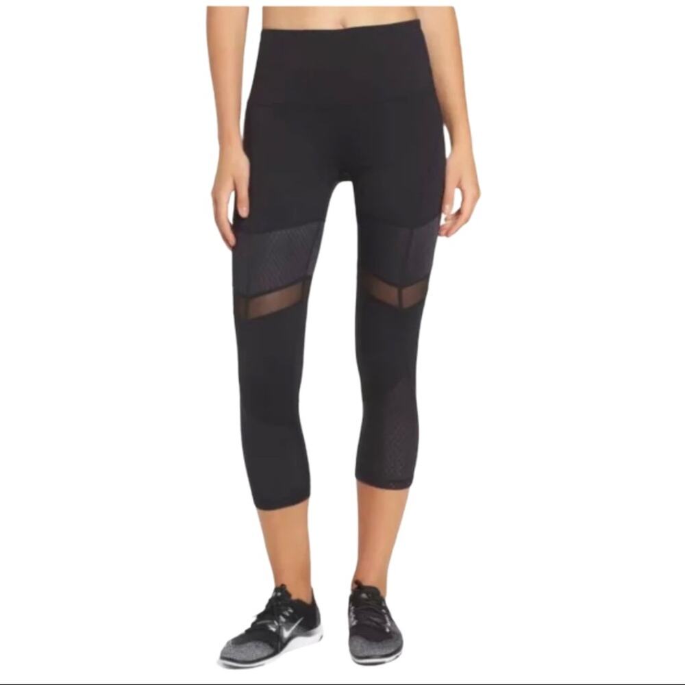 Z by ZELLA | XS | Turning Point Black Mesh Accent Cropped Leggings